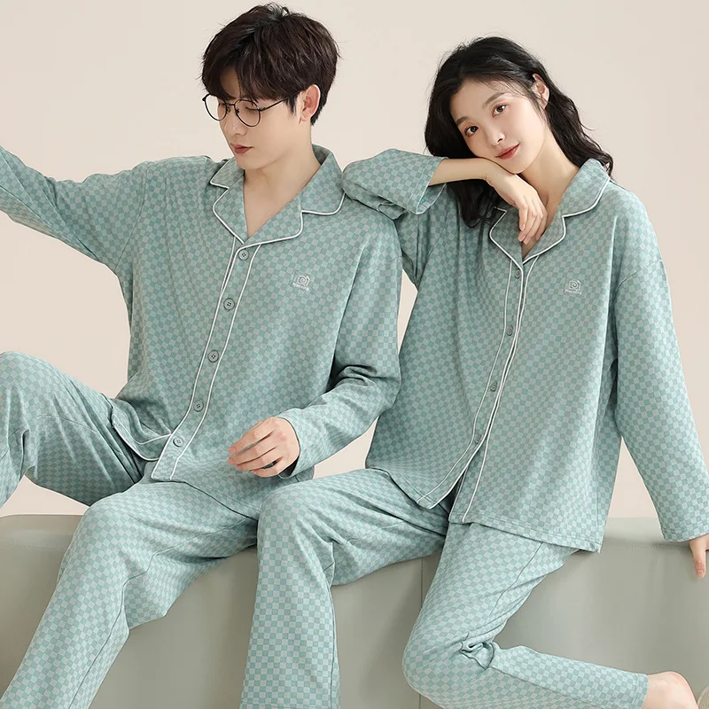 

2023 Spring Autumn Cotton Long Sve Open Cardigan Couples Spwear Set Men's Home Clothes Lightweight Comfortable V-ne