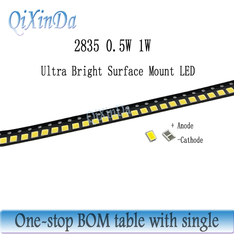 100pcs High Brightness SMD LED 2835 1W 0.5W 0.2W White 3V 6V 9V 18V 36V 150MA/100MA/30MA/60MA/80MA 6000-6500K 100pcs High Bright