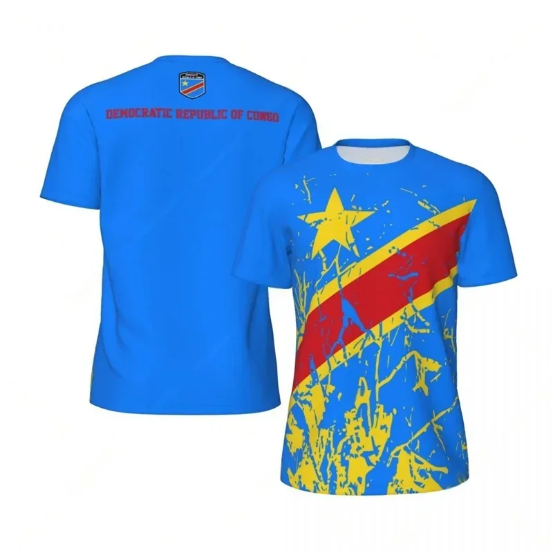 Democratic Republic of the Congo Football T Shirt Men 3D Printed T-shirt Fashion Short Sleeve Round Neck Tees Sports T Shirts