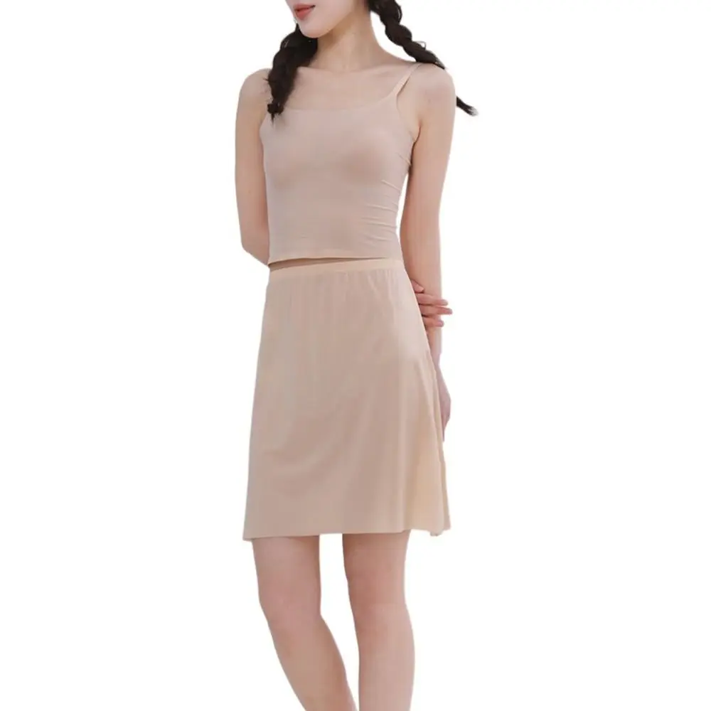 

Color Inside Petticoat Dress High Waist Underskirt Half Slips Long Petticoat Safety Underskirt Slips Ice Silk Underskirt