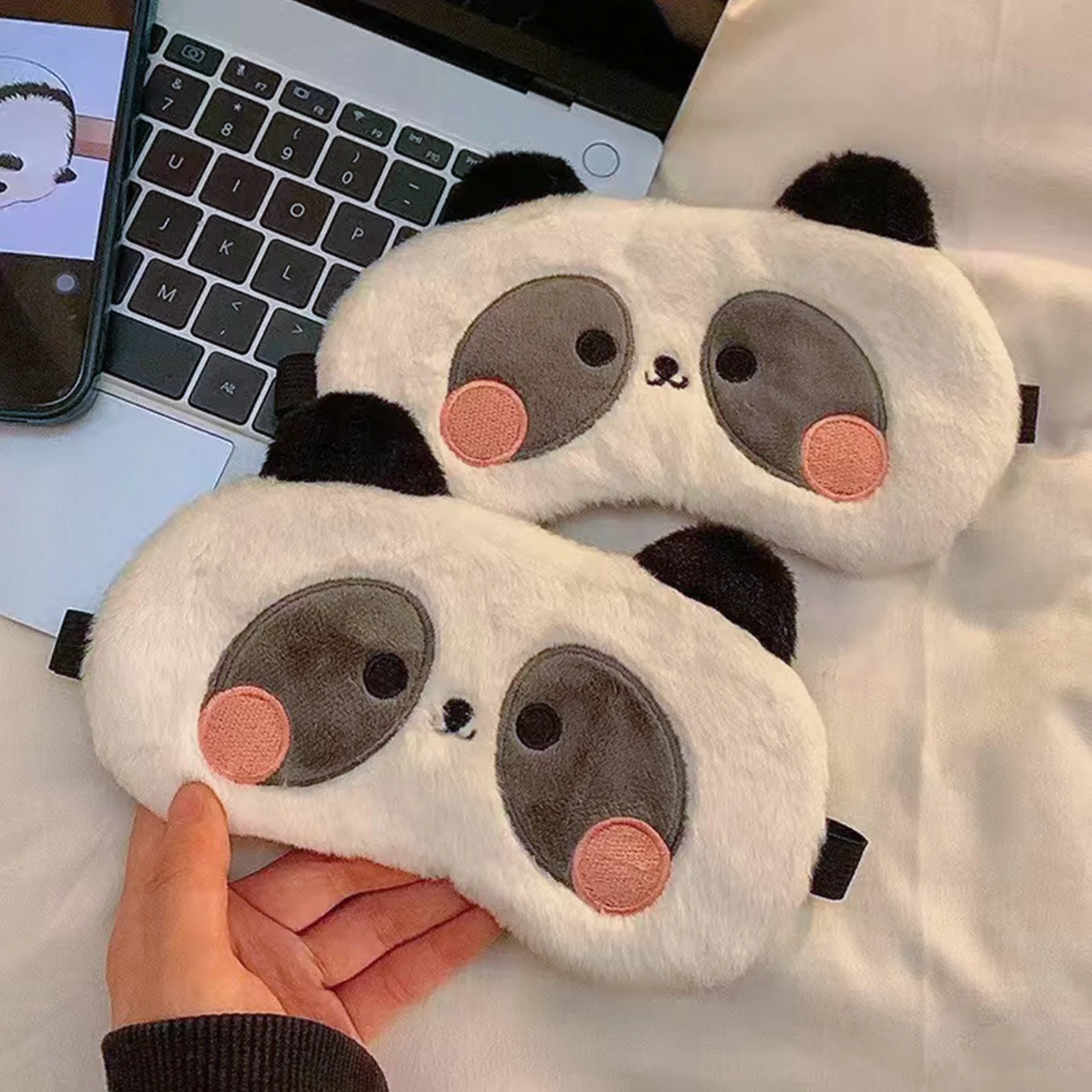 Cute Animal Sleeping Mask Soft Plush Blindfold Cute Rabbit Panda Rabbit, Duck Eye Cover Eyeshade for Kids Teens Girls Women