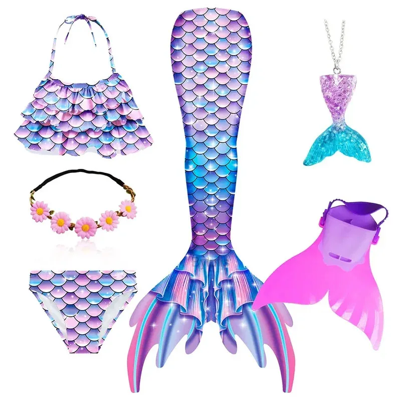 Girls Mermaid Tail Swimsuit for Swimming Kids the Little Mermaid Costume Cosplay Children's Beach Clothes Swim Bathing Suit