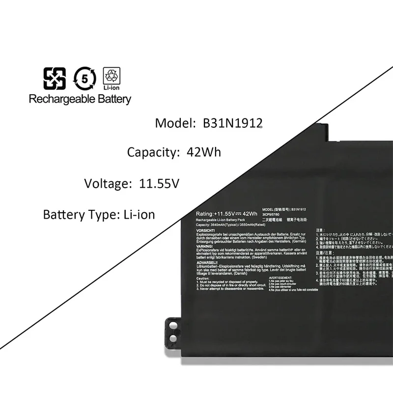 B31N1912 C31N1912 11.55v 42Wh Laptop Battery for Asus VivoBook 14 E510 E510MA E510KA L510 L510MA E410 E410M E410MA L410 L410M L4