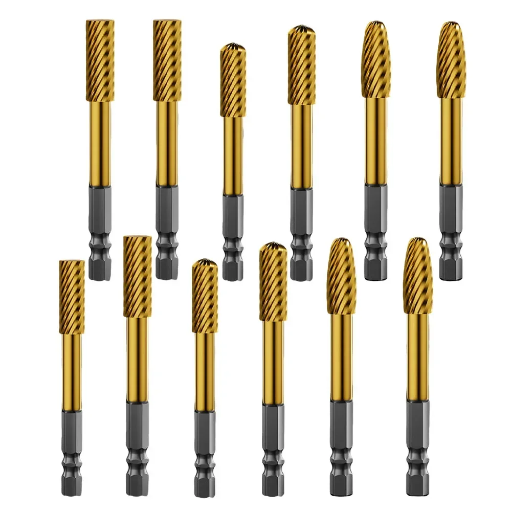 1pc  Rotary Burr Cutter Cemented Carbide Hex Shank Grinding Head Rotary File  Milling Cutter Drill Bit Engraving Bits Power Tool