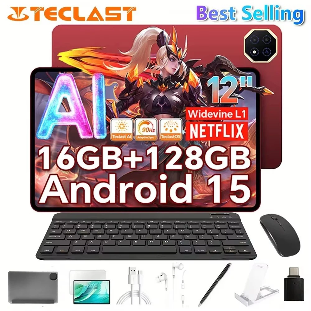 

Teclast T60 AI Tablet (Allwinner A733 8-core 1.8GHz/6GB RAM/128GB ROM/1200*2000iPS TDDI/WIFI/8000mAh/Type-C/13MP+5MP Android15)