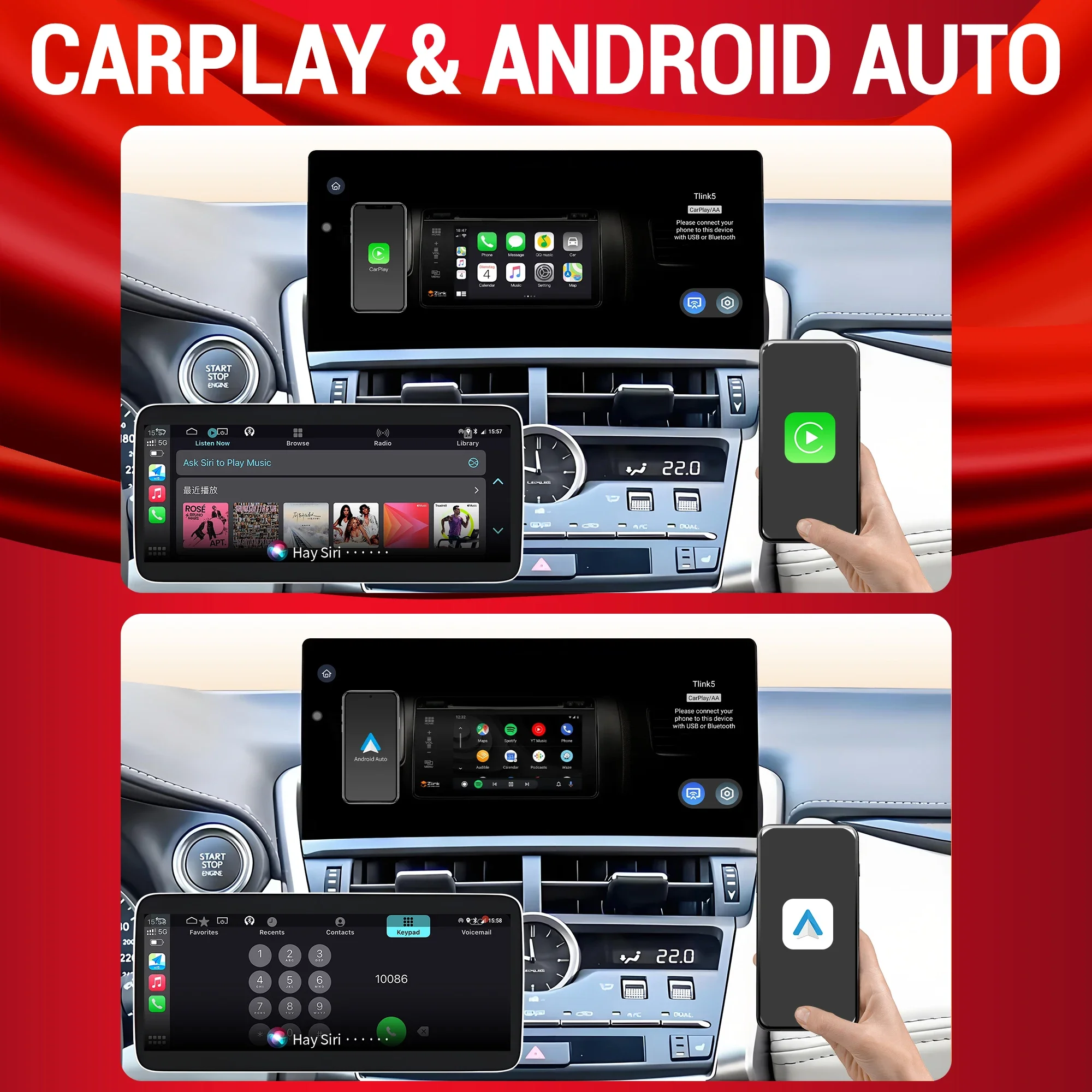 10.25inch For Lexus NX NX200 NX200T NX300h 2014-2019 Android 14 Car Radio Multimedia Wireless BT Carplay Snapdragon 668S Screen view 4