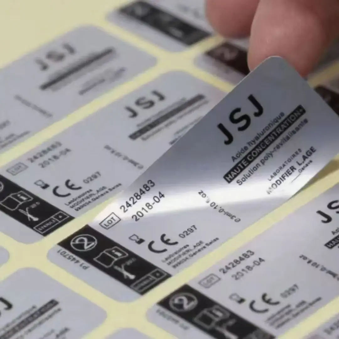 Niestandardowe Matowe Srebrne Naklejki Samoprzylepne z PVC, Odporne na Olej i Wodę, Etykiety Reklamowe dla Firm, Niestandardowe Oznaki Towarowe dla Naszej Firmy — zdjęcie produktu 5