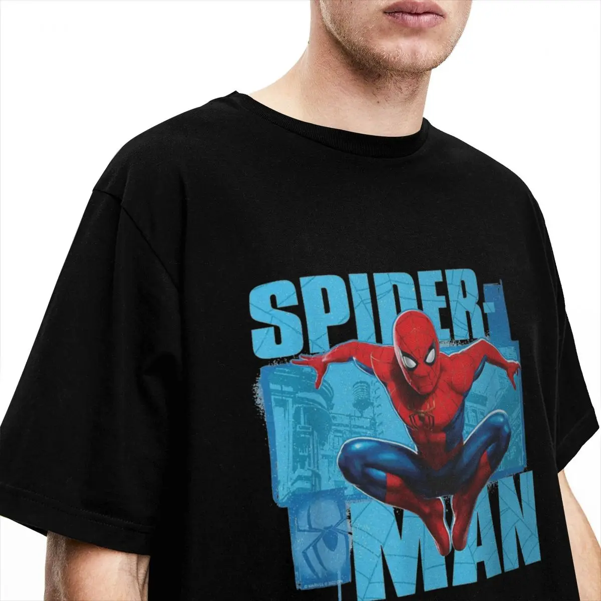 الرجال النساء الرجل العنكبوت القفز خارقة قميص البضائع الإبداعية القطن الخالص تي شيرت المحملة الملابس الرسم المطبوعة #2