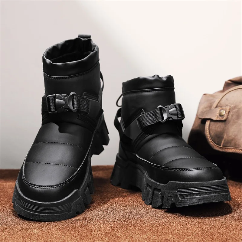 الرجال الشتاء سميكة حذاء الثلج عالي الرقبة دافئ المضادة للانزلاق الراحة الفراء اصطف الأحذية في الهواء الطلق الشتاء أحذية للرجال حذاء كاجوال بوتاس الفقرة Hombre #2