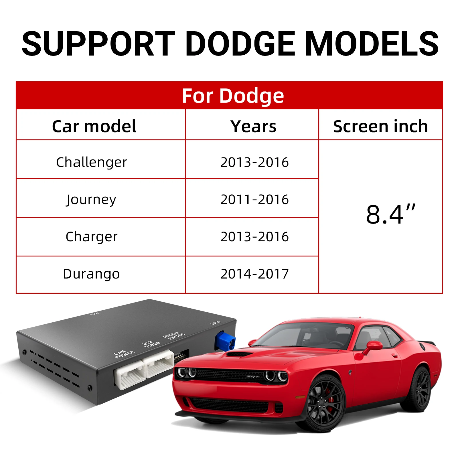 Wireless CarPlay & Android Auto Retrofit Decoder Box for Dodge Challenger Journey Charger Durango – OEM 8.4" Screen Upgrade view 6