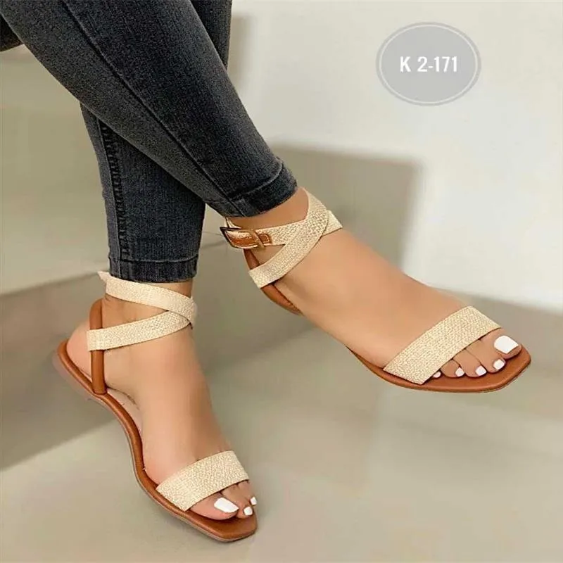 

Flat Women Sandals Summer Women Cross Strap Sandals Fashion Open Toe Elegant Women Shoes Comfortable Sexy Sandals Plus Size 43