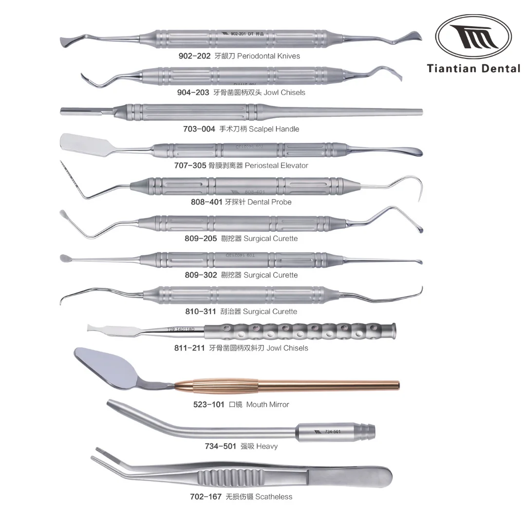 TIANTIAN 18Pcs  Dental Implant Instrument Kit Oral Surgery Basic Tool Set with Sterilization Box