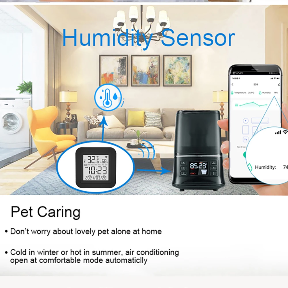 Tuya WiFi Smart Infrared Remote Control with Temperature&Humidity Sensor LCD Screen for TV AC Works with Alexa Google Home Yand