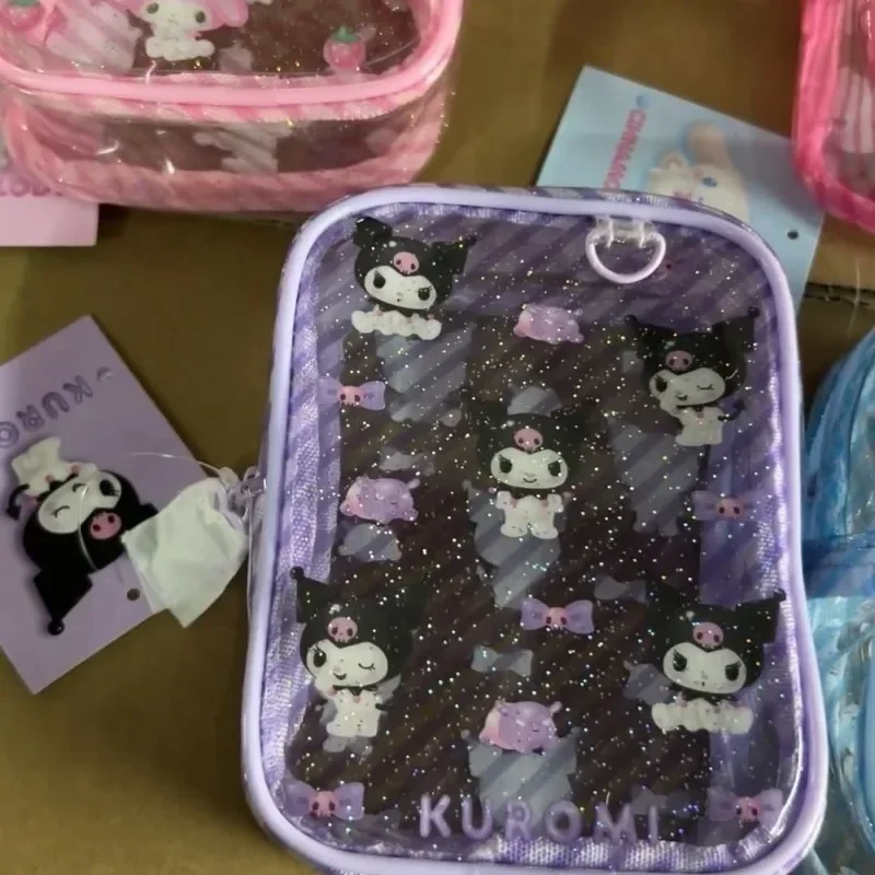 Doce sanrio olá kitty kuromi anime kawaii bolsa de mão bonito dos desenhos animados cinnamoroll saco de armazenamento de maquiagem ins presentes de moda para meninas