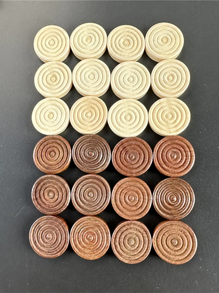 Jeu de Dames Internationales Rondes en Bois pour Jeu de Société, Accessoire de Backgammon, 24 Pièces, 2.5cm/0.98 Pouces, 12, 1 Ensemble