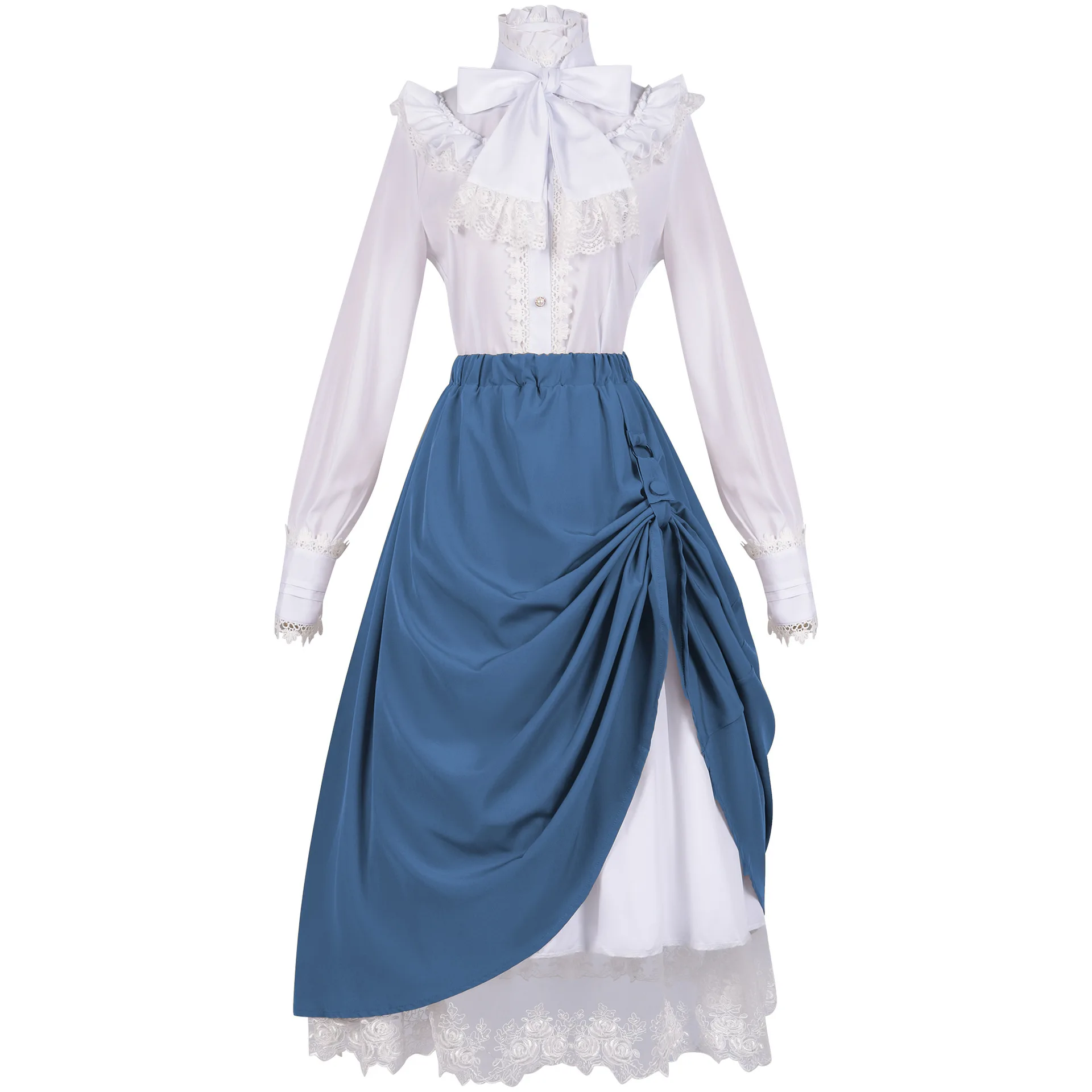 Women Renaissance Medieval Shirt Elastic Waist Party Gothic Skirt Two-Way Flared A-Line Vintage Steampunk Casual Skirts image 2