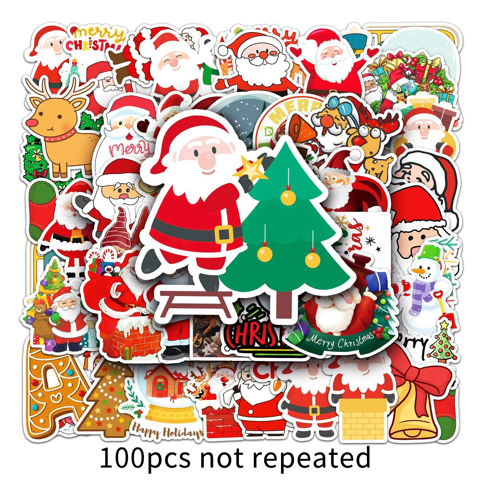 

100Pcs Cartoon Christmas Art Aesthetic Varied Stickers Pack for Kids Travel Luggage Scrapbooking Car Decoration Graffiti Decal