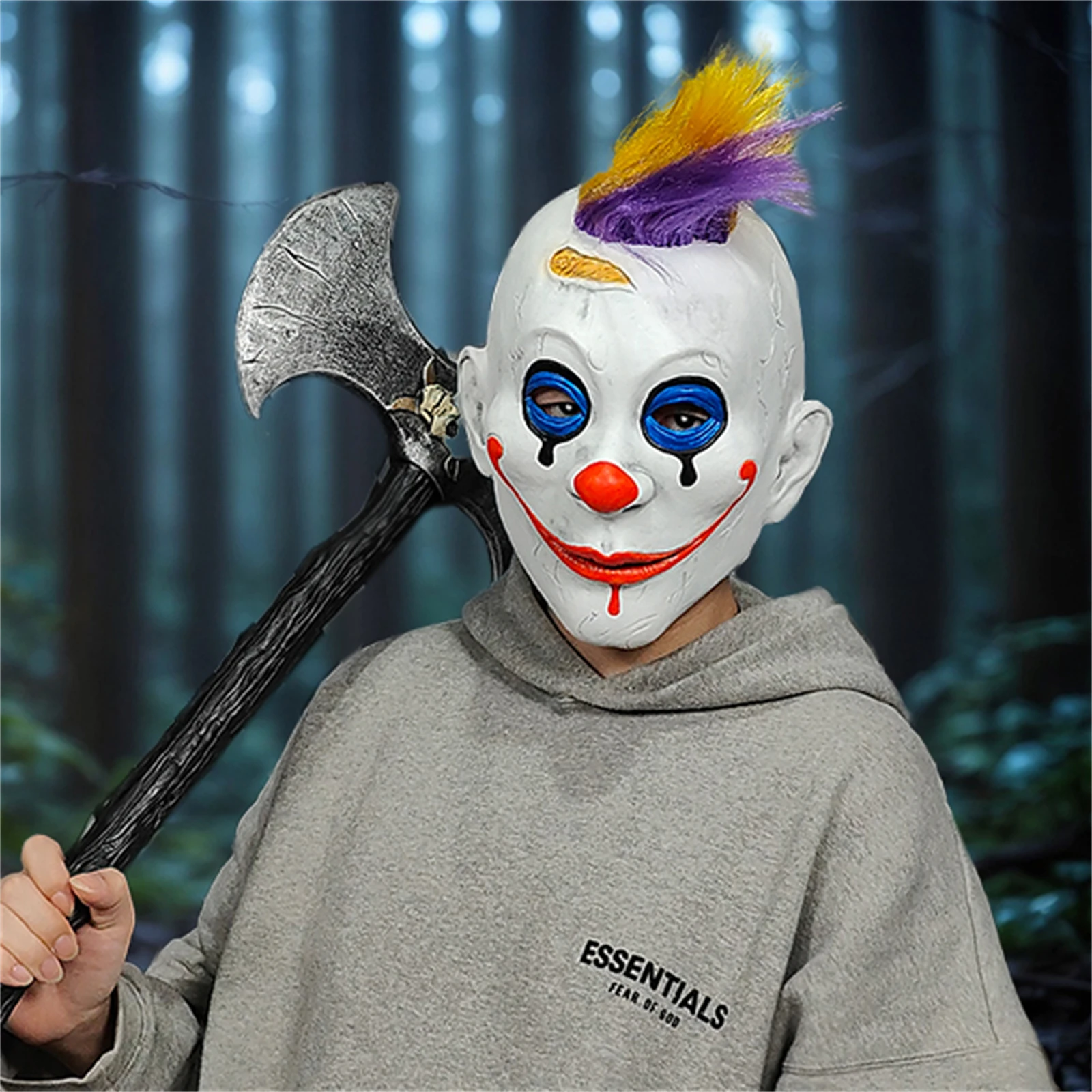 

Популярная маска клоуна, новая и уникальная прическа, причудливая и забавная, из натурального латекса, детализированная технология, текстура как в фильме