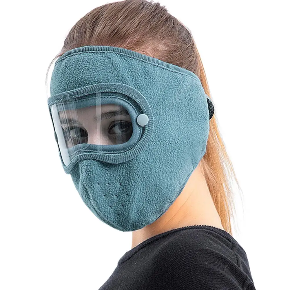 Winter warme Gesichtsmaske mit abnehmbarer Anti-Beschlag-Schutzbrille, Anti-Staub-Fahrradmaske, Sturmhaube, warmer Helm zum Skifahren, Gesichtsbedeckung