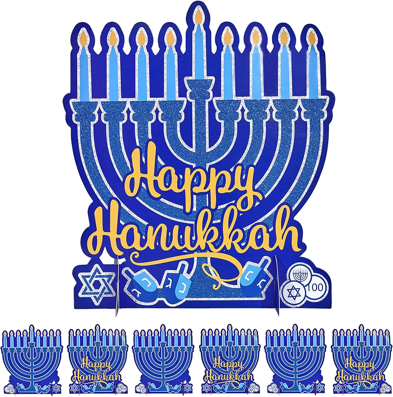 Funmemoir 1 Pcs Happy Hanukkah Centerpiece Table Decorations Chanukkah Paper Table Topper Chanukkah Jewish Festival Party Decor