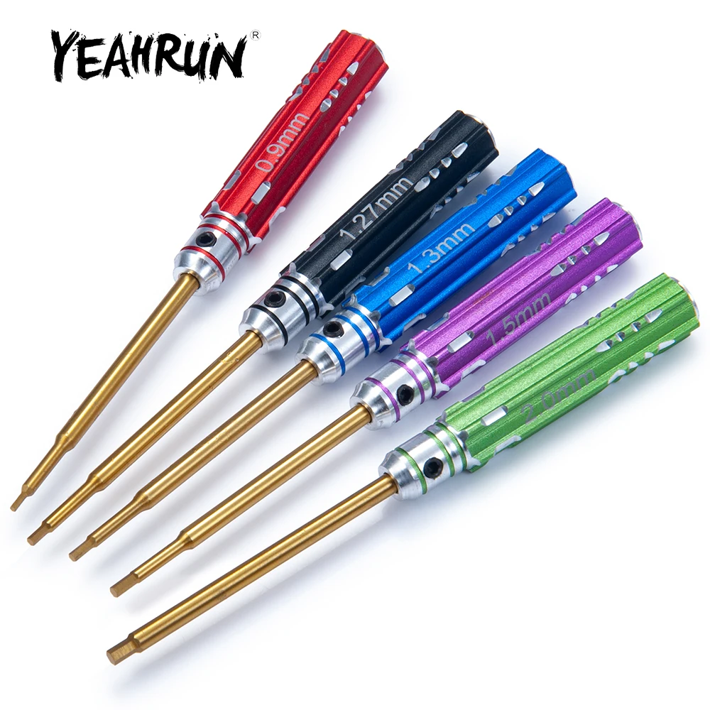 

YEAHRUN 5Pcs Metal 0.9/1.27/1.3/1.5/2.0mm Hexagon Screwdriver Hex Screws Driver Wrench Tool for 1/10 1/14 1/24 RC Car Truck