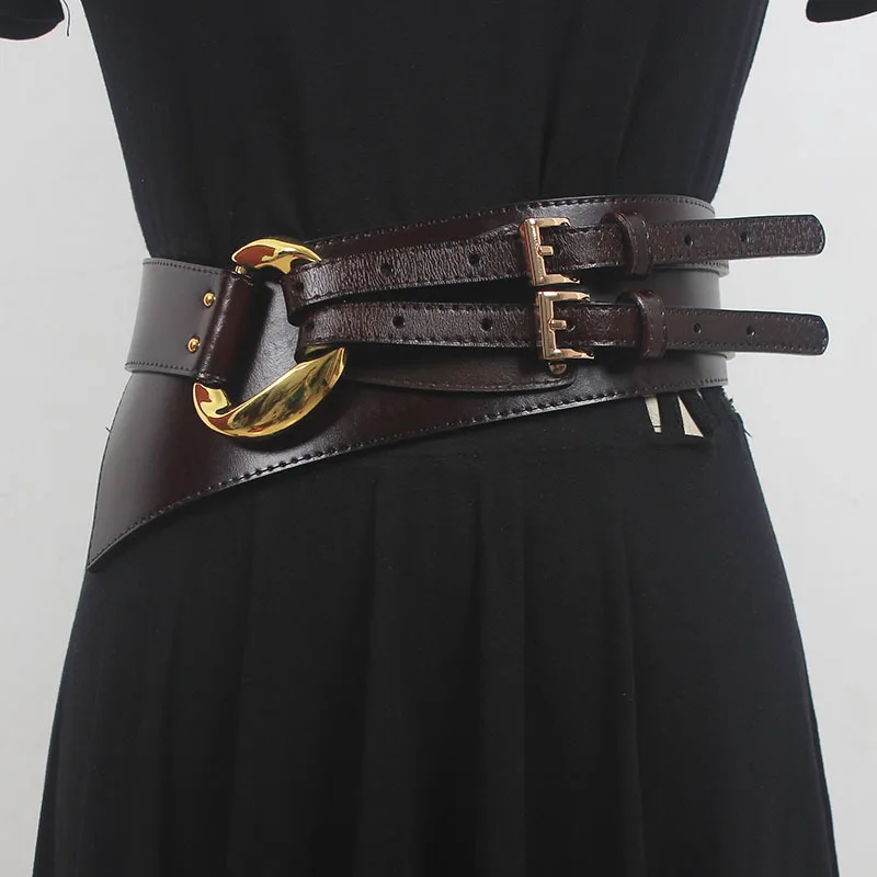 

Fashion Wide Cowskin Cummerbund Women's Cummerbunds Knot Real Leather Waistbands For Dress Decorate Waist Belt Coat Accessorie