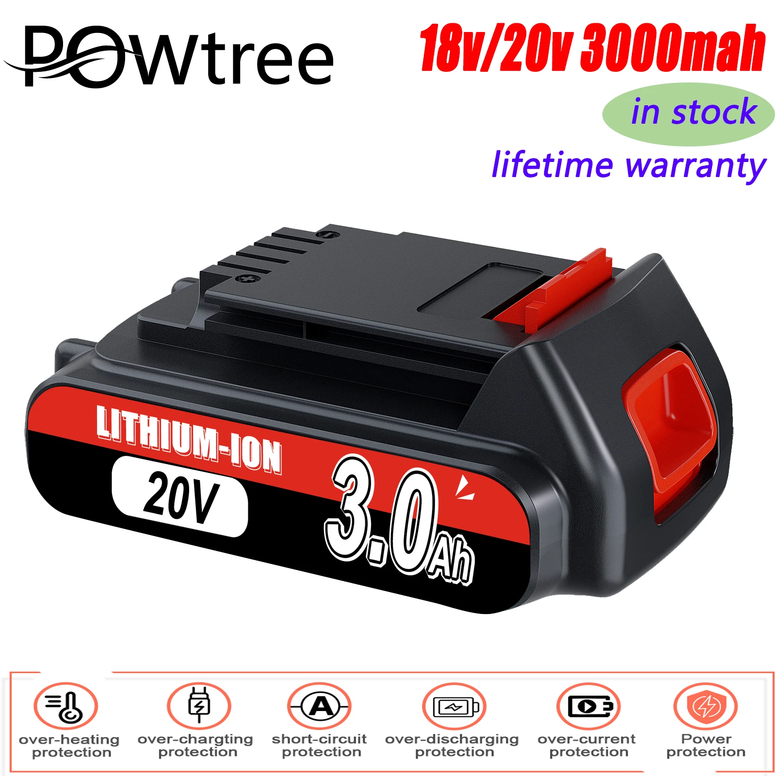 For Black Decker 20V  battery LBXR20 Lithium Battery  3.0Ah LBXR20 LB20 LBX20 LBXR2020 LB2X4020-OPE Power Tools Battery Charger