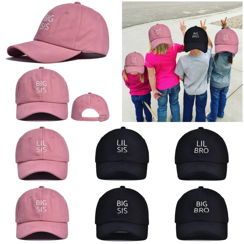 New BIG Brother sister Embroidery Letter Baseball Cap Summer Adjustable Outdoor Sun Protection Sunshade Children Kids Sun Hat
