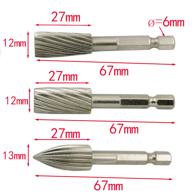 Electric Grinder HSS Rotary Files Burr 5pcs 1/4