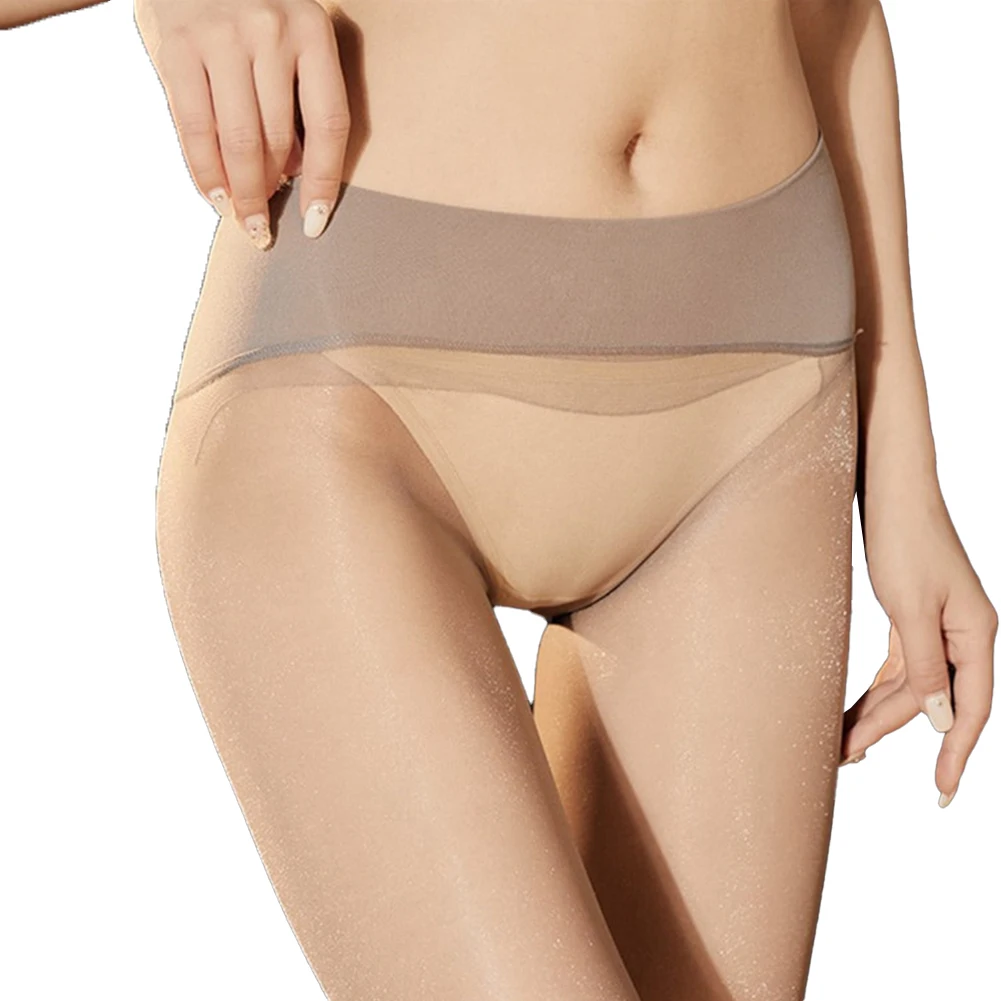 Meia-calça brilhante perolada sem costura para mulheres, meia transparente fina e lisa, meias justas, roupas sexy de calcinha