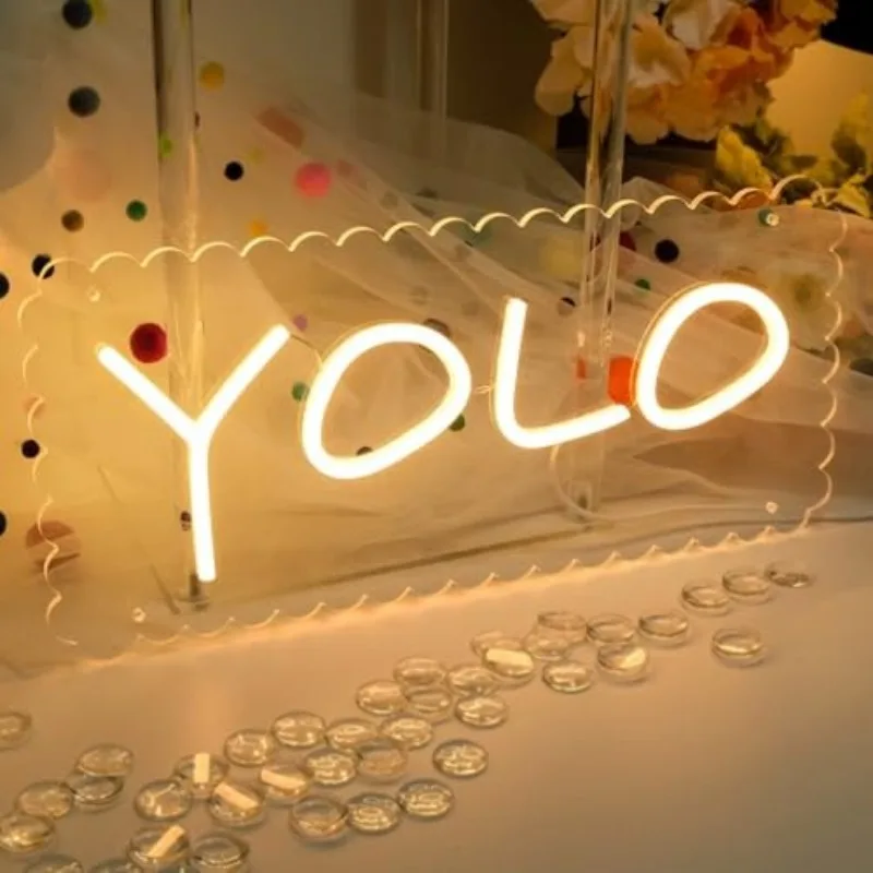 

YOLO Неоновая вывеска Светодиодная вывеска You Only Live Once Неоновая вывеска Настенный декор с регулируемой яркостью для спальни Поощрение декора класса Подарок для друга