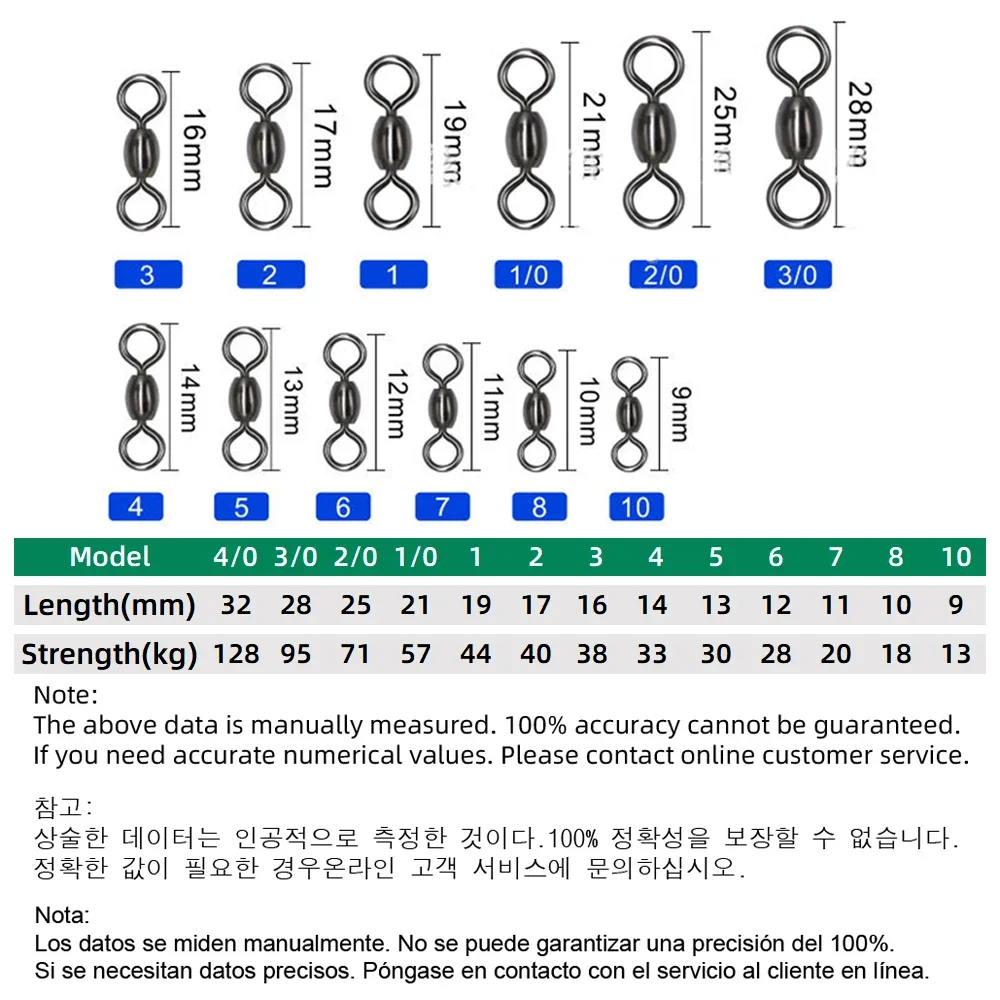 DNDYUJU 100pcs Crane Fishing Swivels Line Hook Connector Brass Saltwater Fishing Rolling Fishing Accessorie Tackle