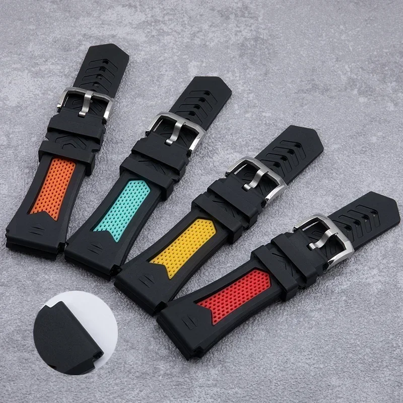 22mm New Breathable Two-Tone Rubber Universal Watchband For TAG Strap For HEUER MONACO CARRERA Watch Band Bracelet Pin Buckle