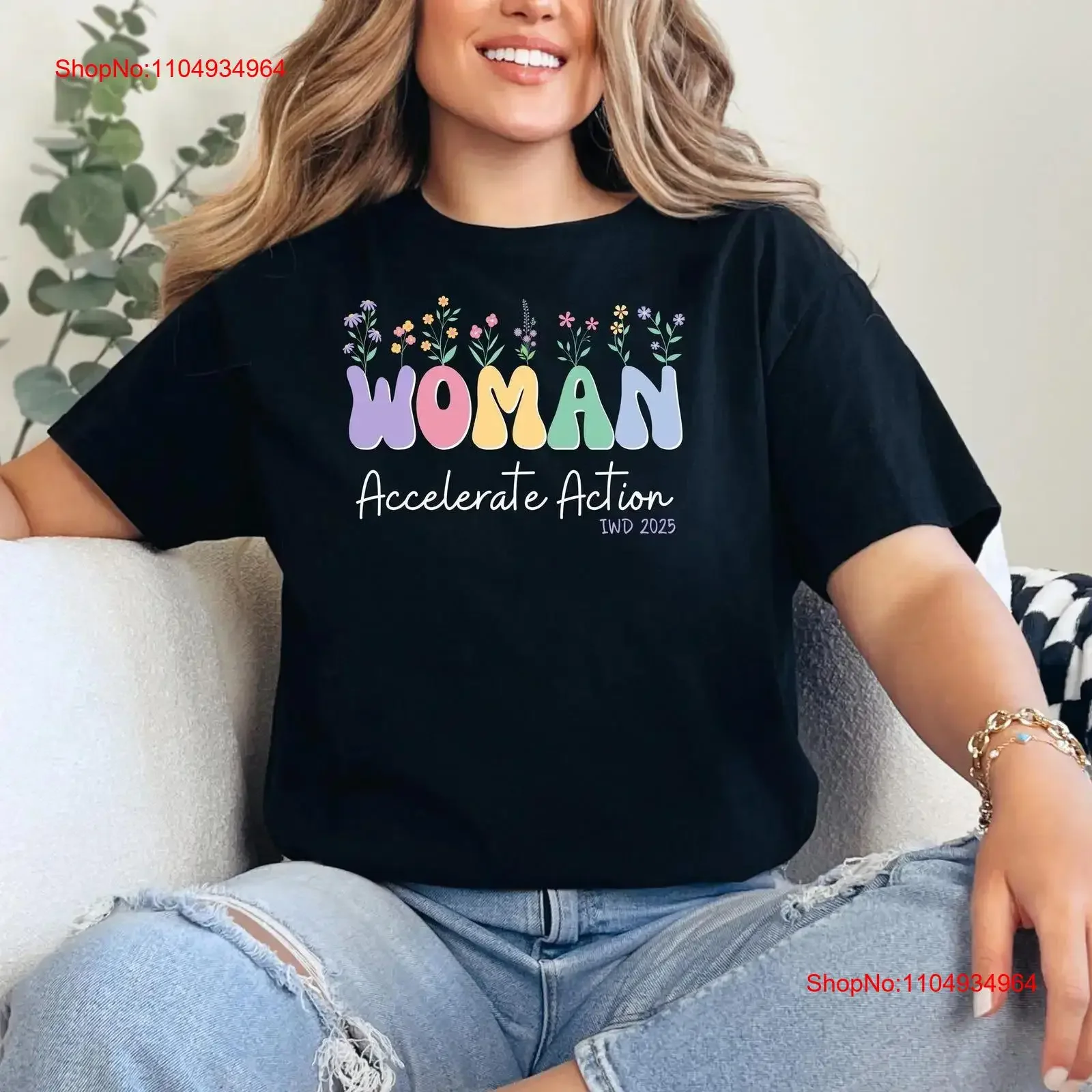 تسريع العمل اليوم العالمي للنساء 2025 تي شيرت مجموعة مطابقة IWD خمر غسلها أنيق مريح عادية لينة #1