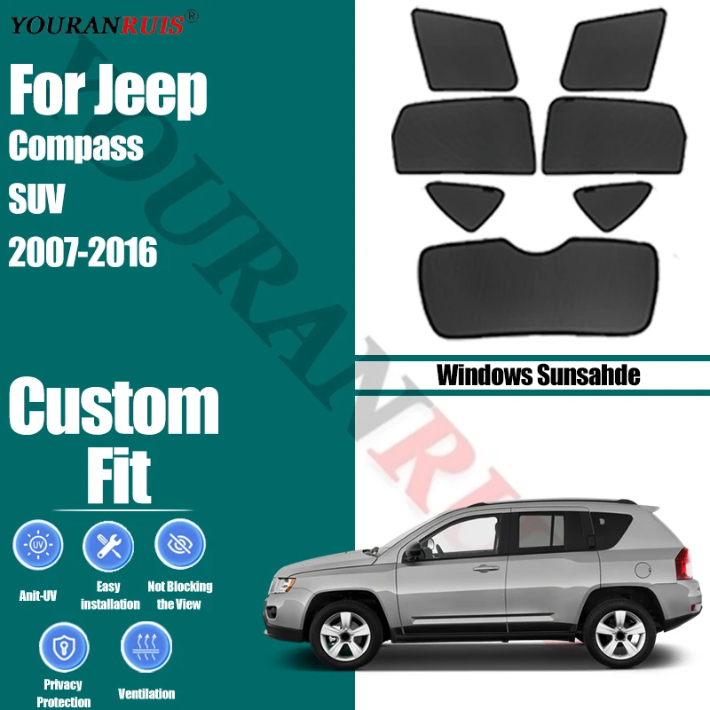 

Customize For Jeep Compass SUV 2007-2016 Car Side Windows Sunshade Curtains Mesh Heat Insulation Protect Privacy Accessories