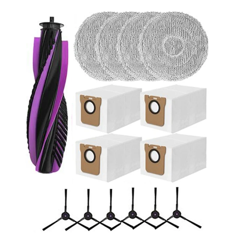 A02V-For JONR P20 PRO مجموعة استبدال المكنسة الكهربائية الروبوتية 15 قطعة تتضمن الفرشاة الرئيسية والفرشاة الجانبية وقماش الممسحة وحقيبة الغبار