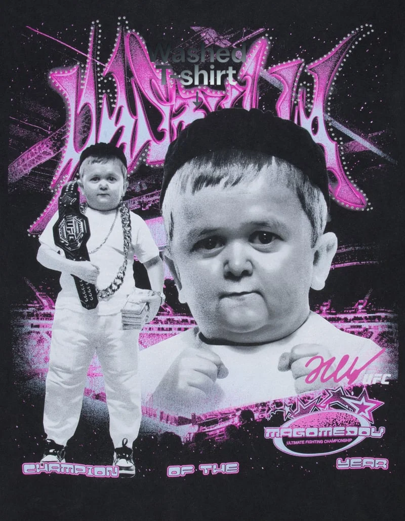 2026 Sommer UFC Marke Hasbulla Magomedov Washed Print T-Shirt Unisex Vintage Kurzarm Übergroße Boxen Tattoo Casual Tee Y2k