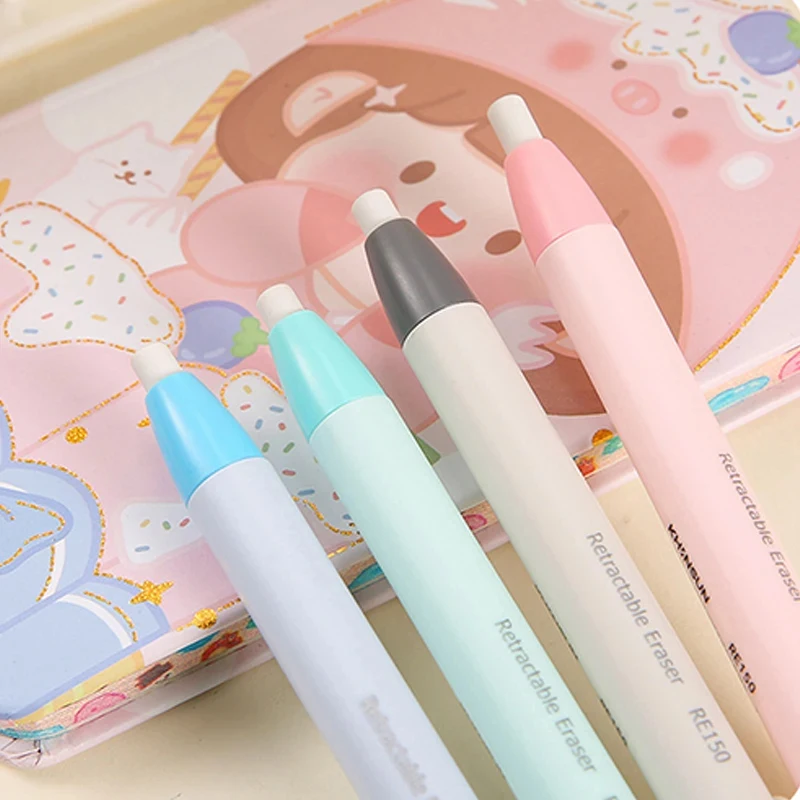 Creative Pen Shape Press Type Pencil Eraser Replaceable Core Sketching Painting Writing Erase Supplies Japanese Stationery