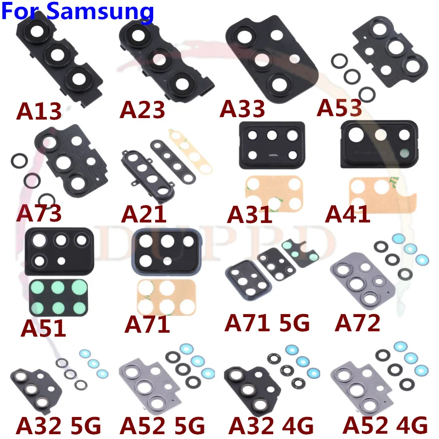 For Samsung A13 A23 A33 A53 A73 A21 A31 A41 A51 A71 A32 A52 A72 4G 5G Back Camera Lens Frame Cover Rear Housing Case Glass Part