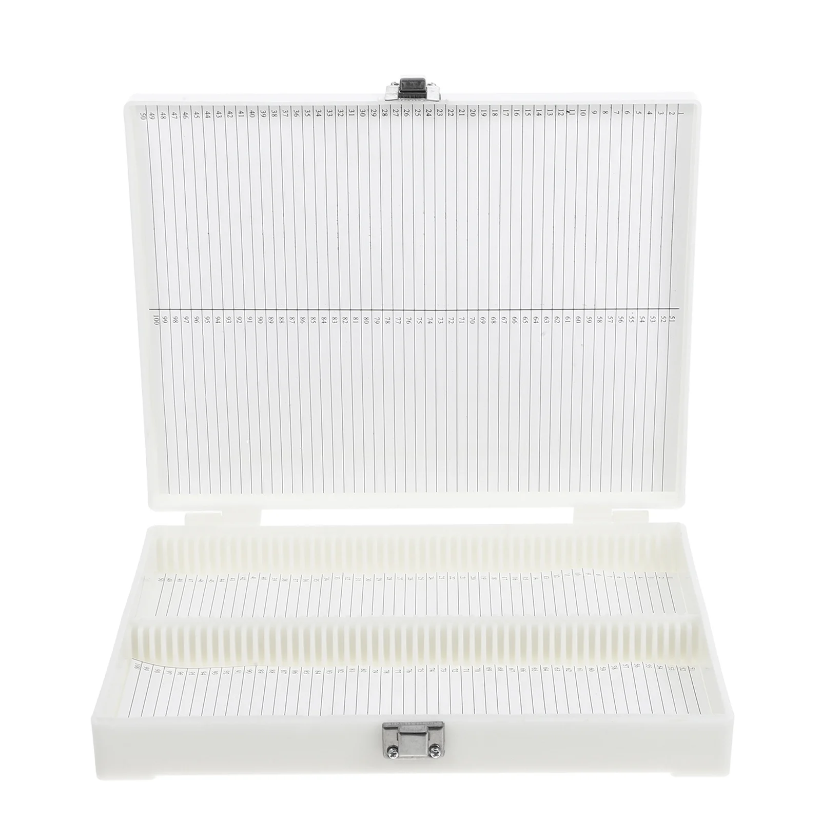 

100- For Microscope Slide Storage Organizer Stainless Steel Lock Specimen Container Laboratory Slide Holder Plastic Case