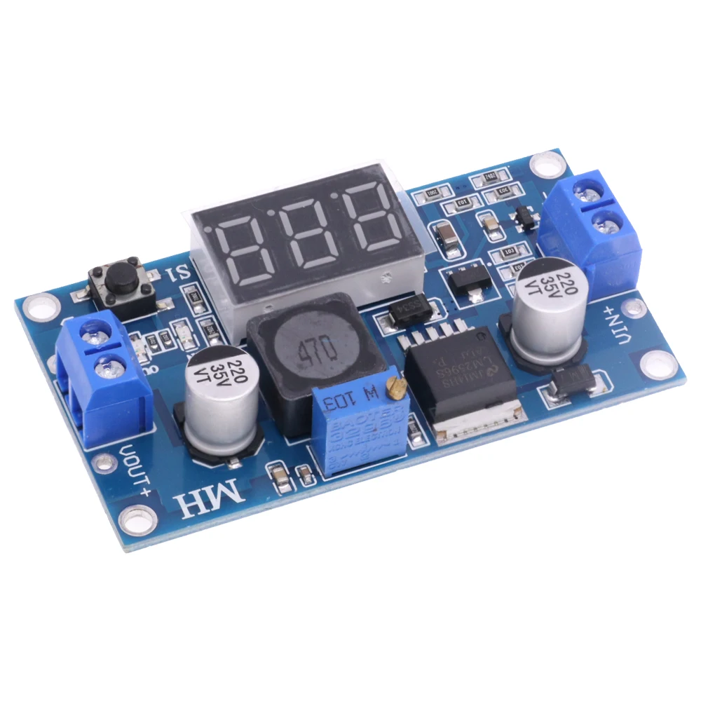 LM2596 DC-DC 3A Adjustable Step-Down Buck Module 4.5V-40V With Digital LED Voltmeter Display LM2596S Regulated Power Supply