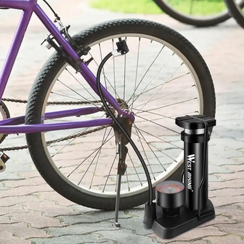 Bike Pump Inflator Max 120 PSI Bicycle Floor Pump With Pressure Gauge For Bicycle Pumps Accessories