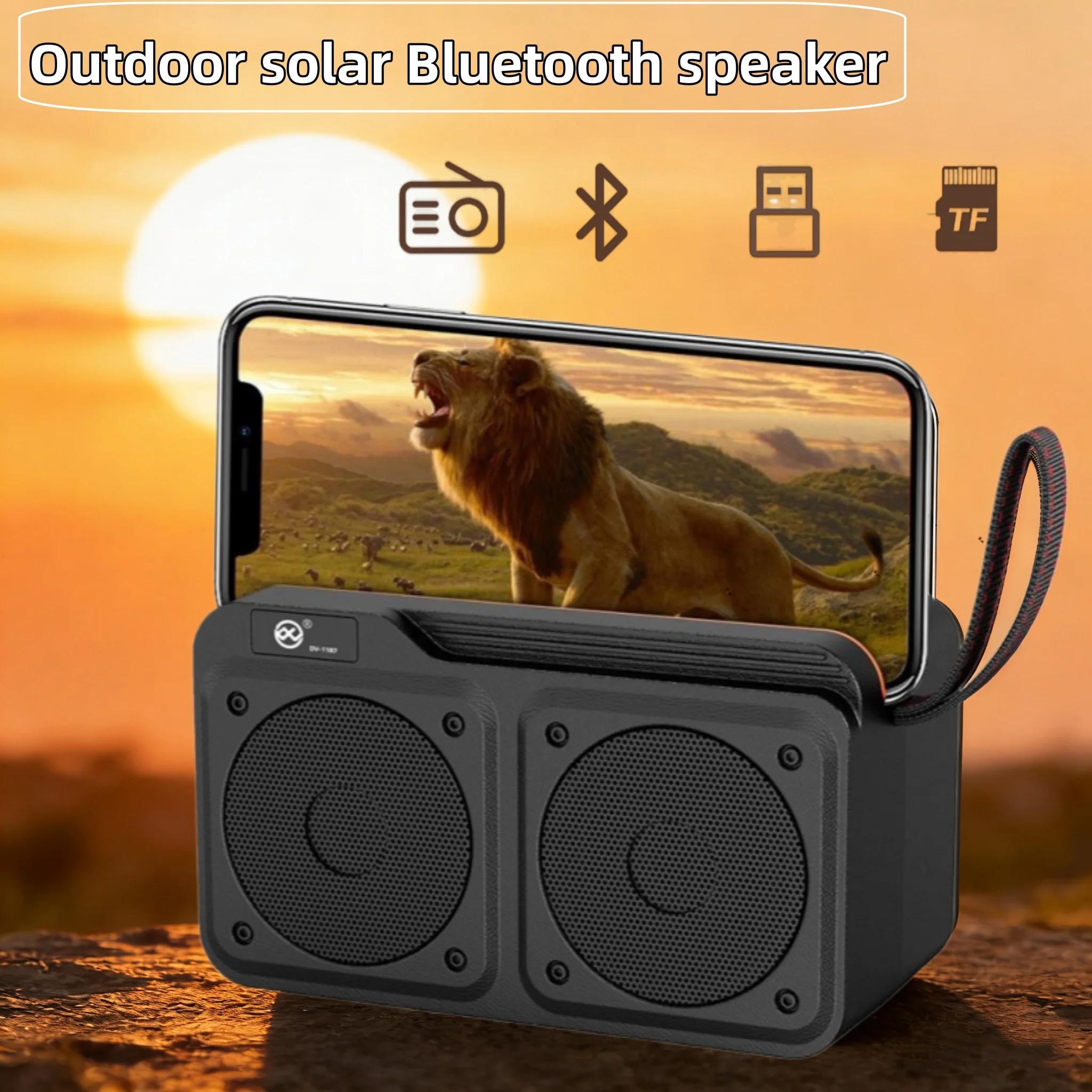 Emergency Solar Charging Mini Portable Bluetooth Speaker Soundbar Rechargeable Wireless MP3 Music Player Support TF Card USB