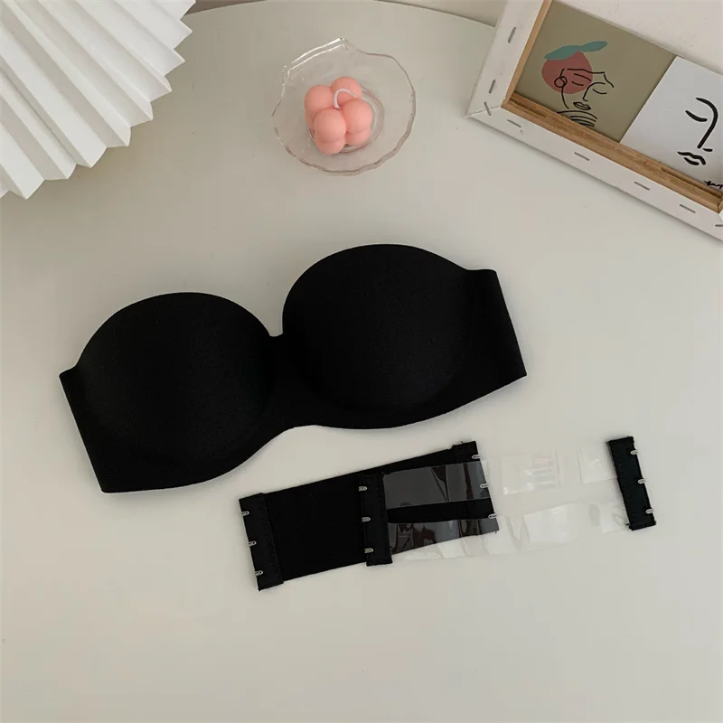 Laides Sexy Backless Invisible Bra Push Up For Women Lingerie Seamless Brassiere Black Strapless Bandeau No Sewing Bra