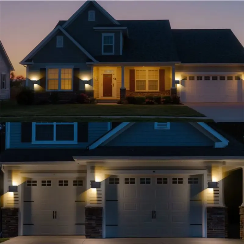 BMBY-Upper And Lower Angle Solar Lamp Outdoor For Garden Fence Wall Lighting Warm Light