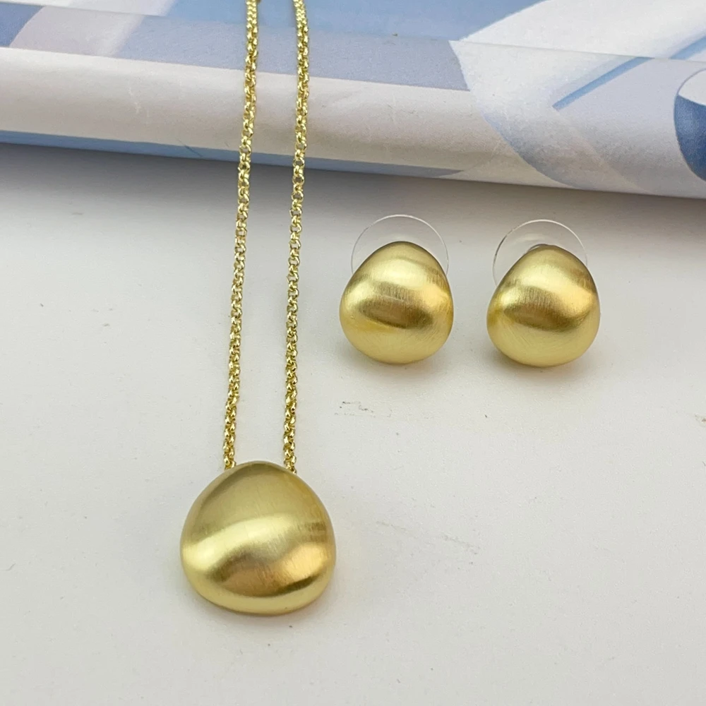 Yuminglai Italian 18K Gold Plated Jewelry Set Dubai Goldplated Pendant and Earrings Necklace Set for Woman KY25471
