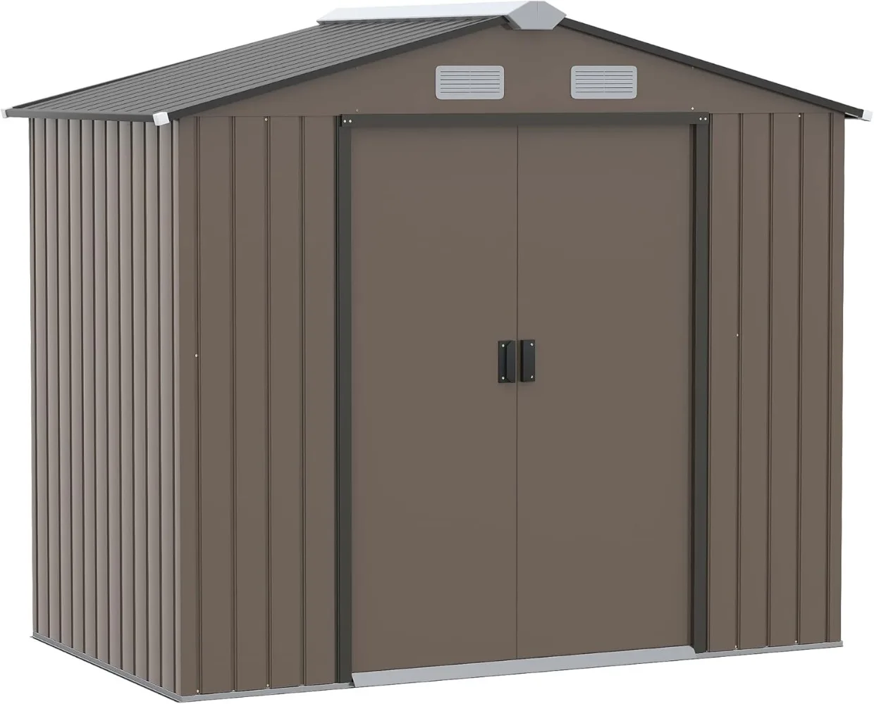 Outsunny 7' x 4' Outdoor Storage Shed, Garden Tool Metal Shed with Foundation Kit, Double Lockable Door, Air Vents and Sloping