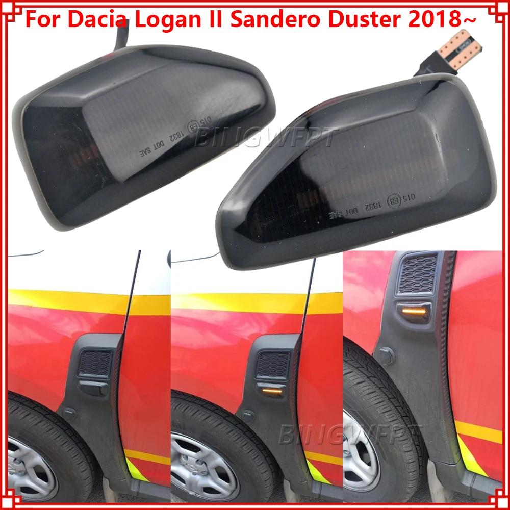 2x luz LED de intermitente lateral dinámica para Dacia Sandero 2 Logan 2 Duster 2 Renault Stepway ámbar indicador repetidor lámparas