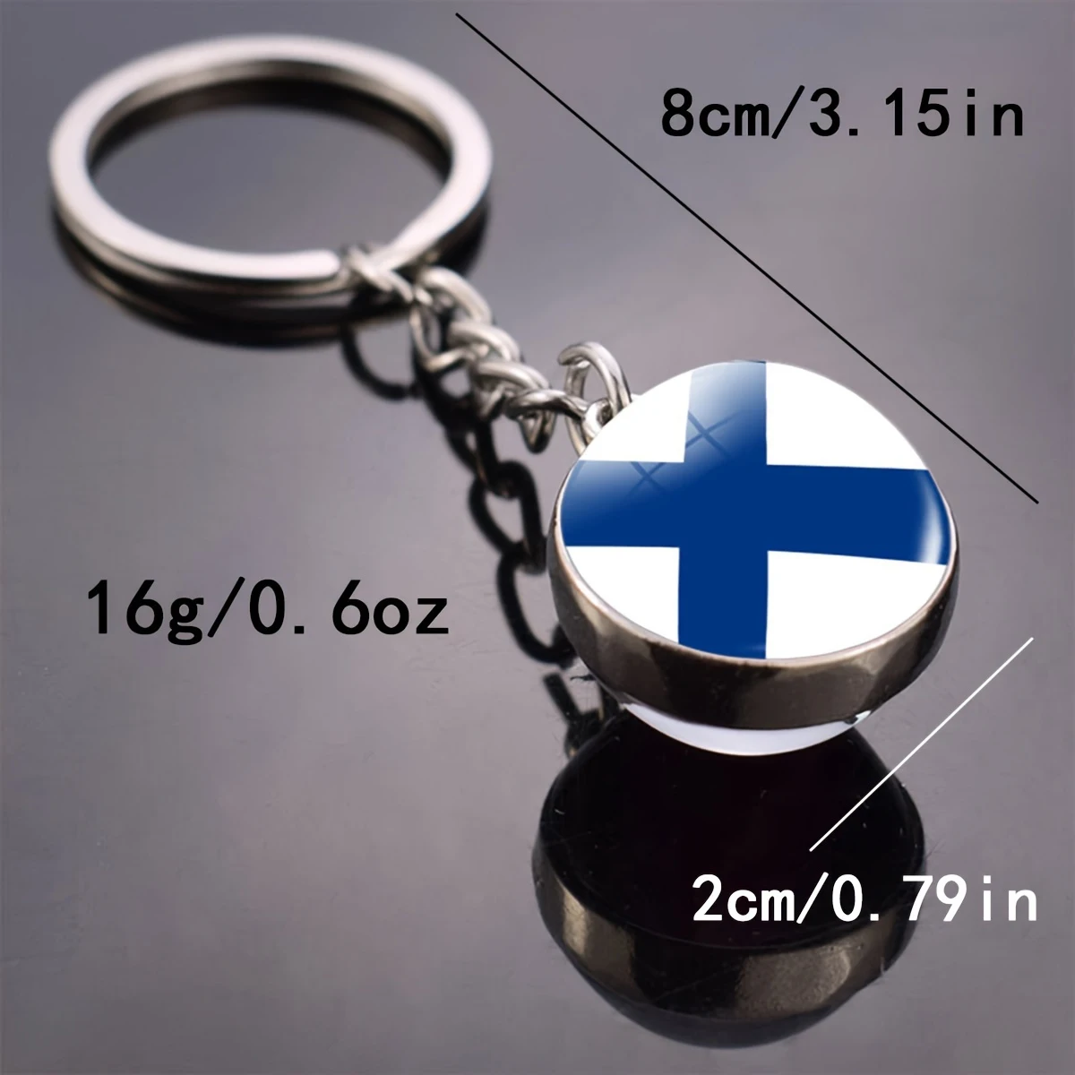 Patriotic Flag Keychain with Durable Metal Ring & Circular Glass Charm. A Versatile Gift for Keys, Bags, Holidays,