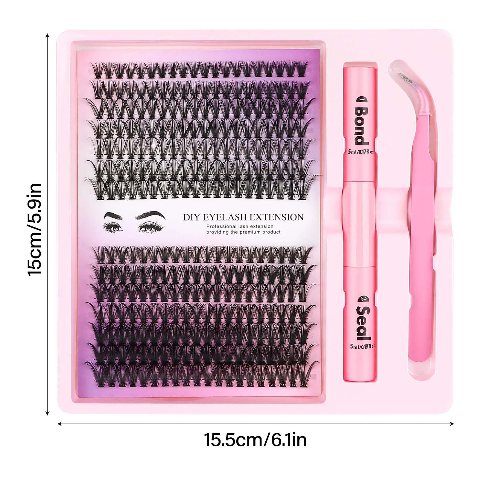 30D 40D DIY Individual Lashes Clusters Kit 9-16mm Mixed False Eyelash Extension Kit D Curl Thick with Bond and Seal Tweezers